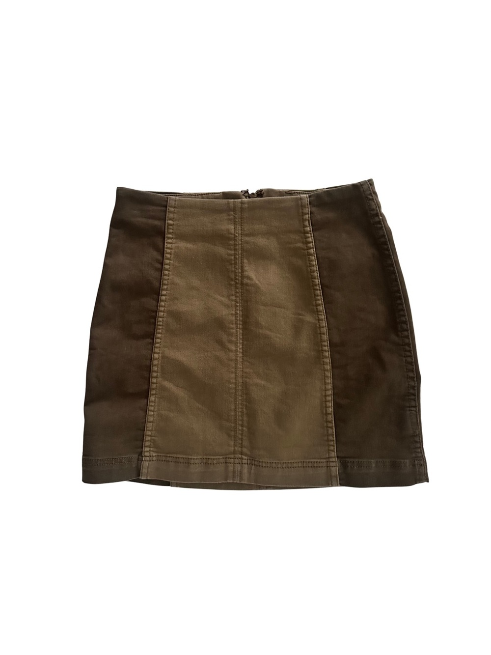 Free People Modern Femme Denim Mini Skirt in Olive Green Size 0